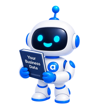 Illustration of a trained AI assistant using business data