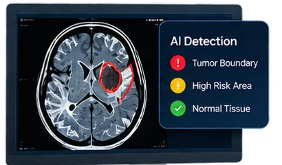 Illustrative AI tumor detection monitor