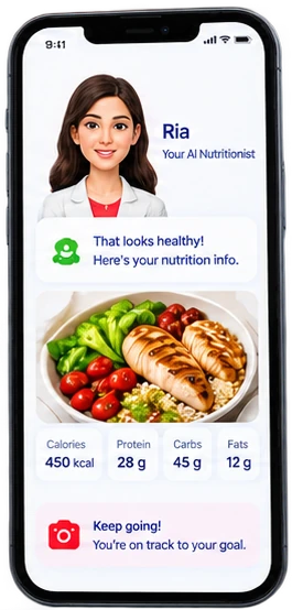 Illustrative AI nutritionist phone interface