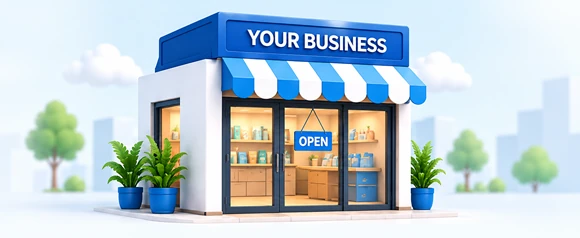 Storefront with supplied handwritten Same information. Many ways to share! note